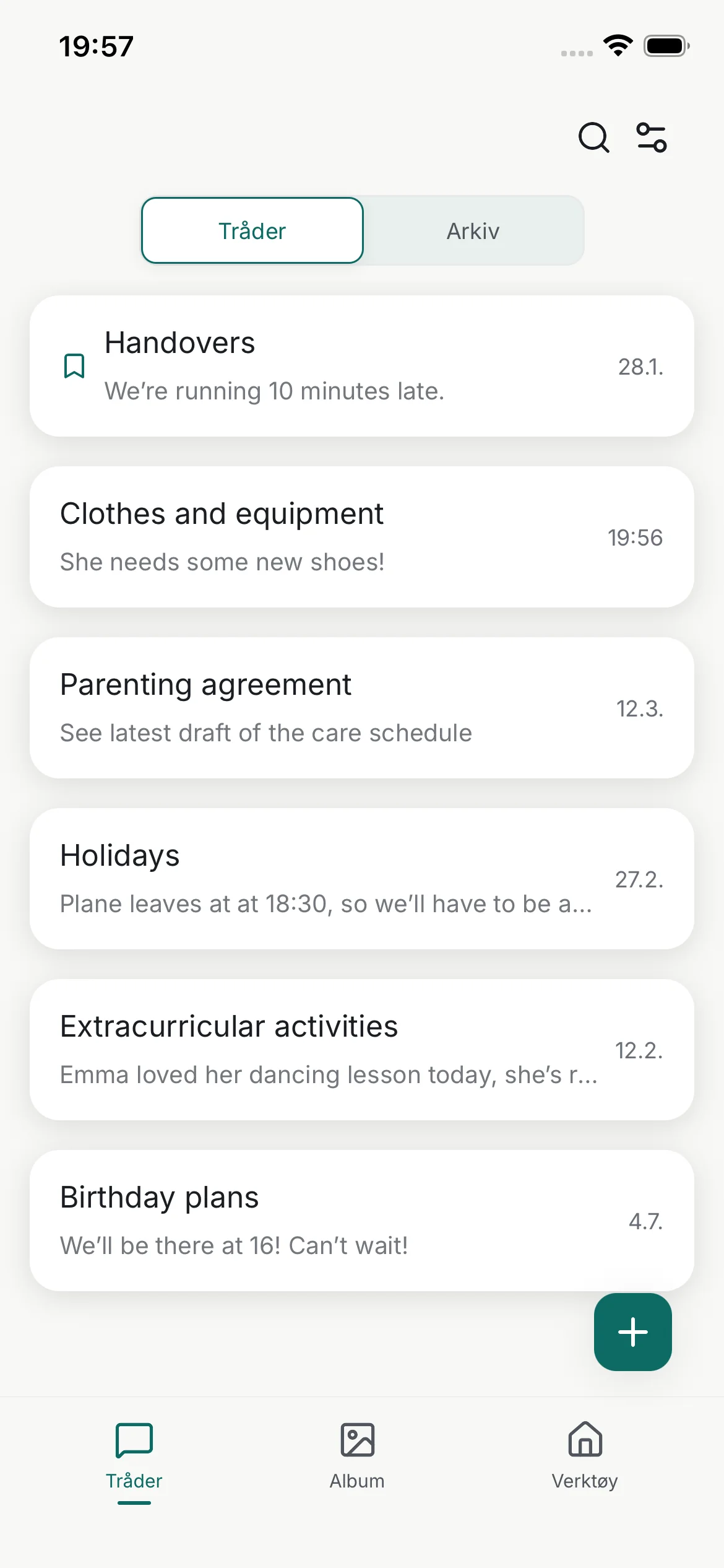 Threads screen
