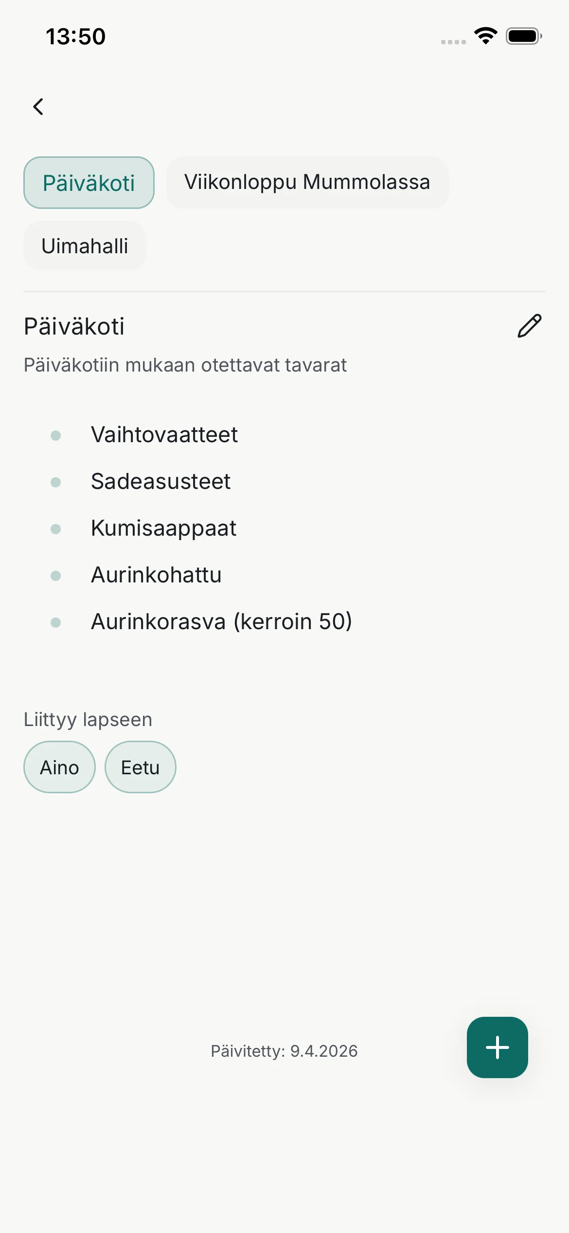 Varustelista