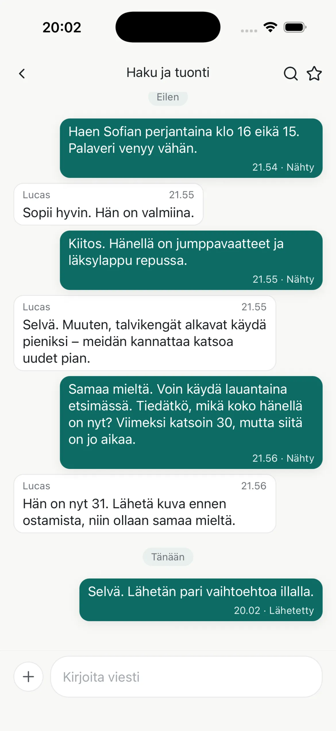 Keskustelun tiedot