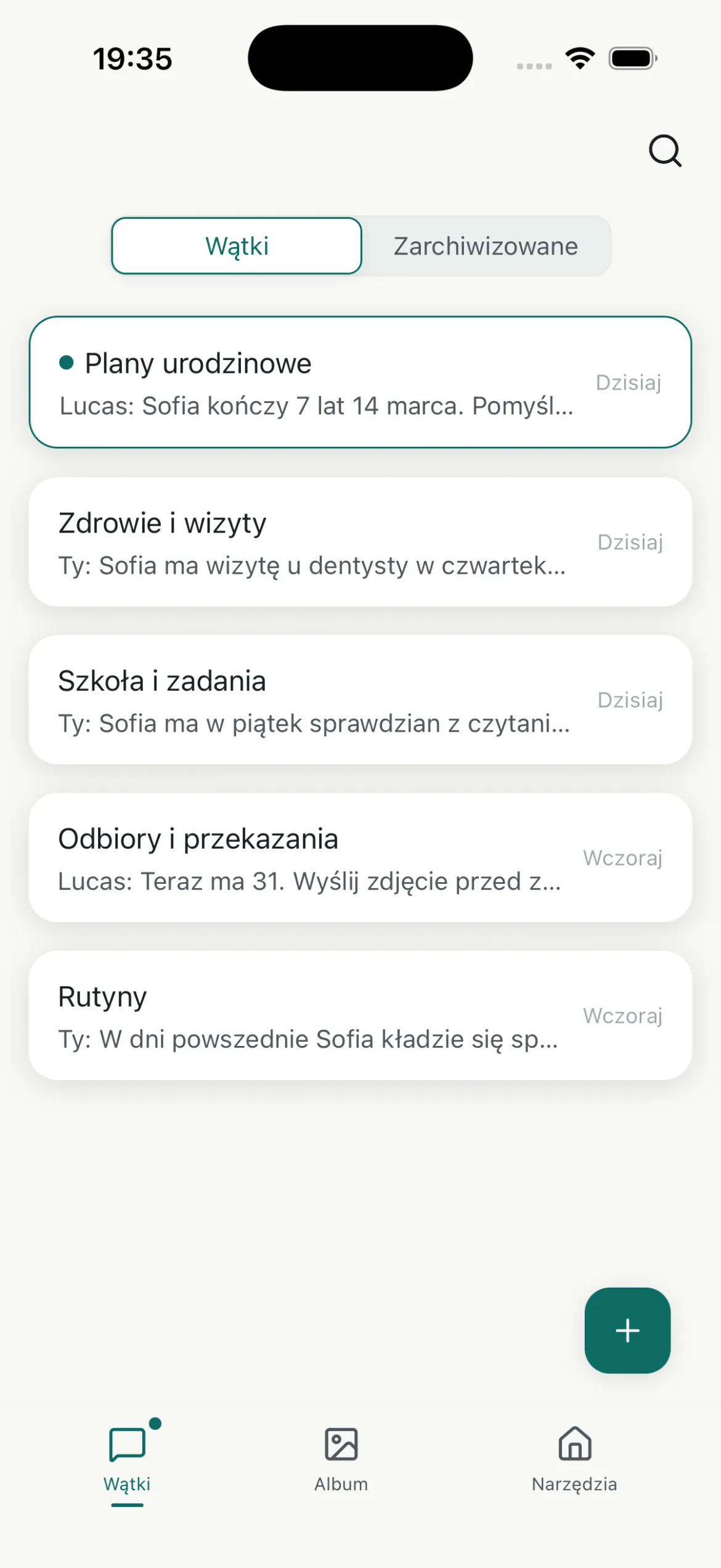 Ekran wątków